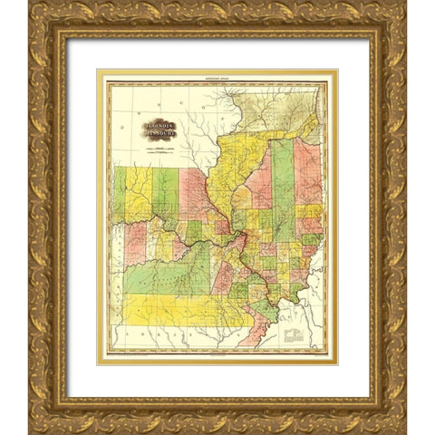 Illinois, Missouri - Tanner 1823 Gold Ornate Wood Framed Art Print with Double Matting by Tanner