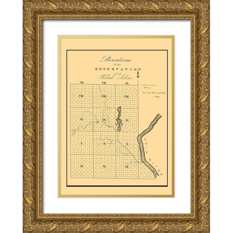 Wabash Saline Indian Reservation, Illinois 1816 Gold Ornate Wood Framed Art Print with Double Matting by Meigs