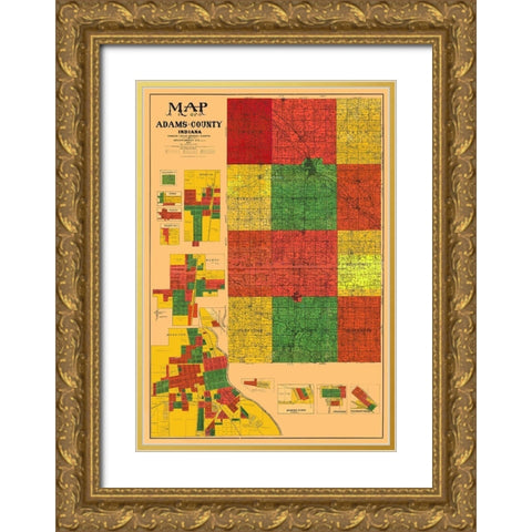 Adams Indiana Landowner - Boegley 1908 Gold Ornate Wood Framed Art Print with Double Matting by Boegley