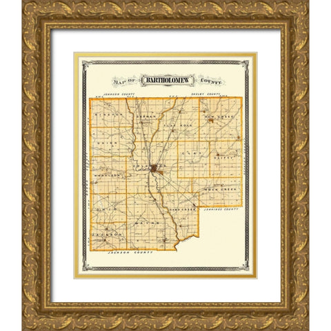 Bartholomew Indiana Landowner - Andreas 1876 Gold Ornate Wood Framed Art Print with Double Matting by Andreas