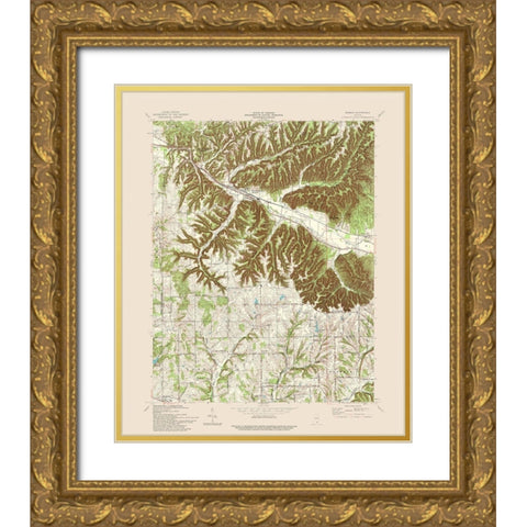 Borden Indiana Quad - USGS 1966 Gold Ornate Wood Framed Art Print with Double Matting by USGS