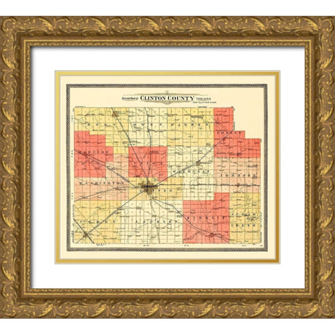 Clinton Indiana -Andreas 1903 Gold Ornate Wood Framed Art Print with Double Matting by Andreas