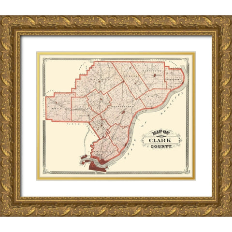 Clark Indiana - Baskin 1876 Gold Ornate Wood Framed Art Print with Double Matting by Baskin