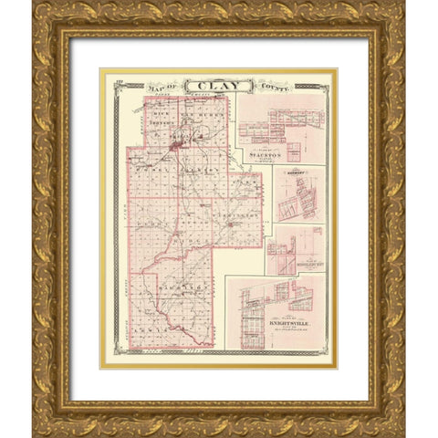 Clay Indiana - Baskin 1876 Gold Ornate Wood Framed Art Print with Double Matting by Baskin