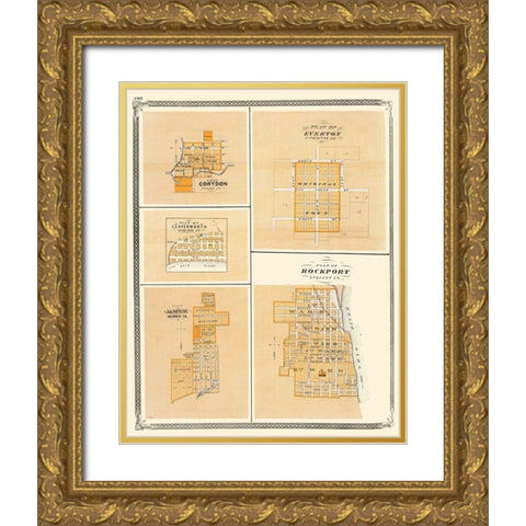 Corydon, Everton, Leavenworth, Jasper Indiana Gold Ornate Wood Framed Art Print with Double Matting by Baskin