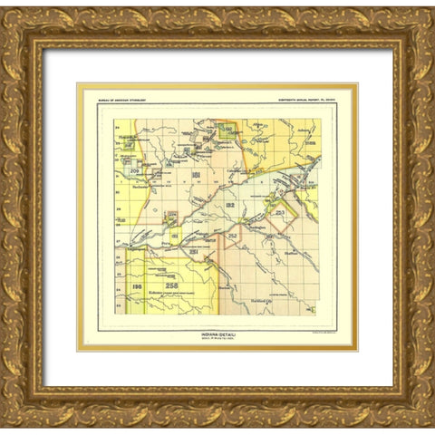 Indiana - Detail - Hoen 1896 Gold Ornate Wood Framed Art Print with Double Matting by Hoen