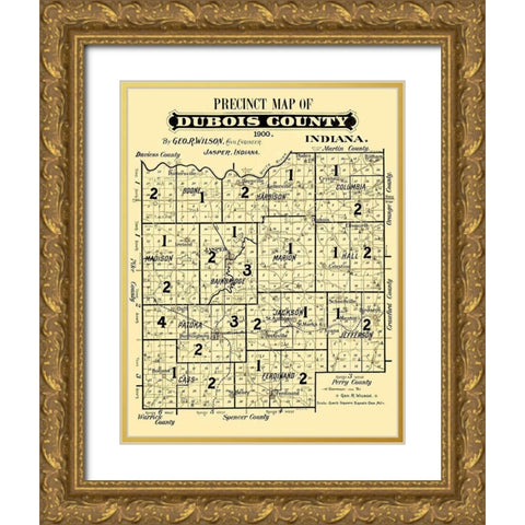 Dubois Indiana Precinct - Wilson 1900 Gold Ornate Wood Framed Art Print with Double Matting by Wilson