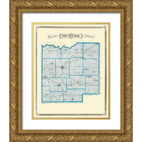 Dubois Indiana - Baskin 1876 Gold Ornate Wood Framed Art Print with Double Matting by Baskin