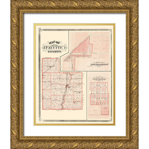 Fayette Indiana - Baskin 1876 Gold Ornate Wood Framed Art Print with Double Matting by Baskin