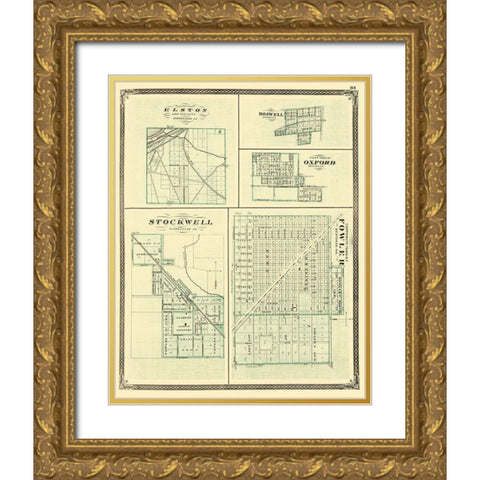 Fowler Indiana - Baskin 1876 Gold Ornate Wood Framed Art Print with Double Matting by Baskin