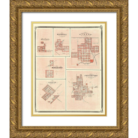 Frankfort, Colfax, Michigantown, Tipton Indiana Gold Ornate Wood Framed Art Print with Double Matting by Baskin