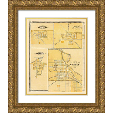 Frankton, Elwood, Pendleton, Anderson Indiana Gold Ornate Wood Framed Art Print with Double Matting by Baskin
