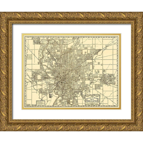 Indianapolis Indiana - Dessecker 1899 Gold Ornate Wood Framed Art Print with Double Matting by Dessecker