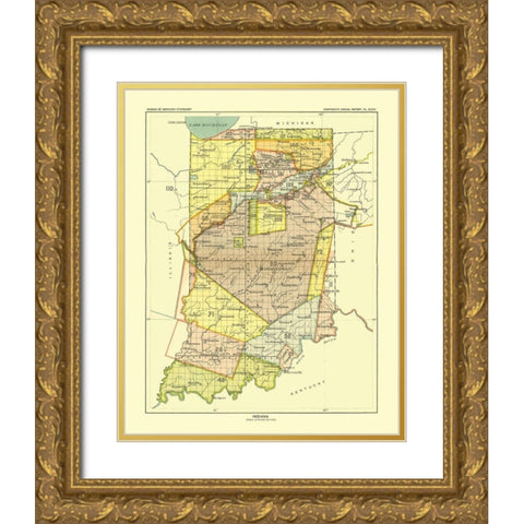 Indiana - Hoen 1896 Gold Ornate Wood Framed Art Print with Double Matting by Hoen