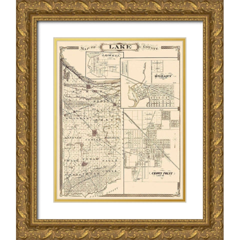Lake Indiana - Andreas 1876 Gold Ornate Wood Framed Art Print with Double Matting by Andreas