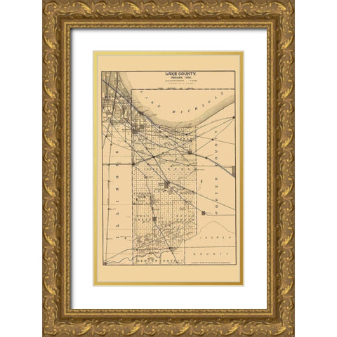 Lake Indiana - Ball 1890 Gold Ornate Wood Framed Art Print with Double Matting by Ball