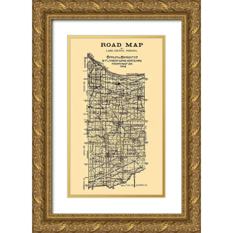 Lake Indiana - Knight 1906 Gold Ornate Wood Framed Art Print with Double Matting by Knight