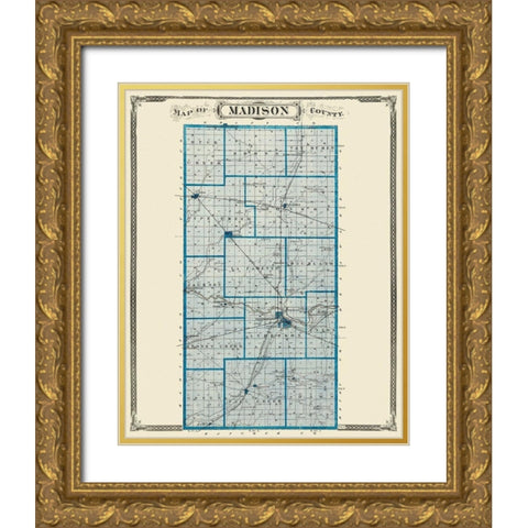Madison Indiana Landowner - Andreas 1876 Gold Ornate Wood Framed Art Print with Double Matting by Andreas