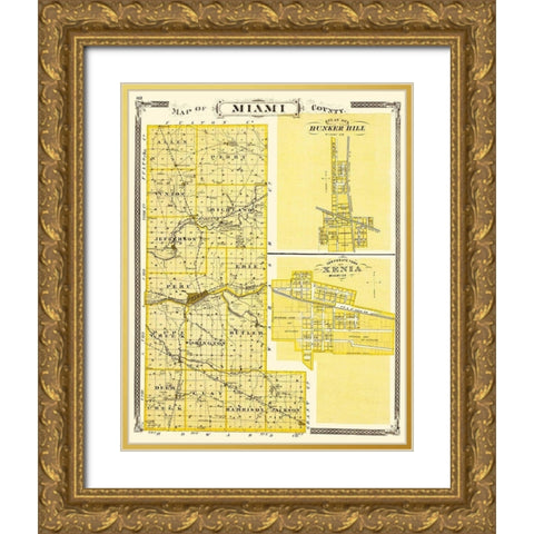 Miami Indiana Landowner - Baskin 1876 Gold Ornate Wood Framed Art Print with Double Matting by Baskin