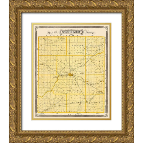 Montgomery Indiana - Andreas 1876 Gold Ornate Wood Framed Art Print with Double Matting by Andreas