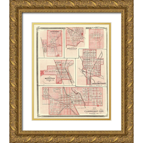 Newport, Ridgeville, Farmland, Milton Indiana Gold Ornate Wood Framed Art Print with Double Matting by Baskin