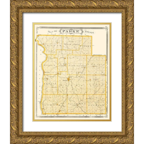 Parke Indiana - Baskin 1876 Gold Ornate Wood Framed Art Print with Double Matting by Baskin