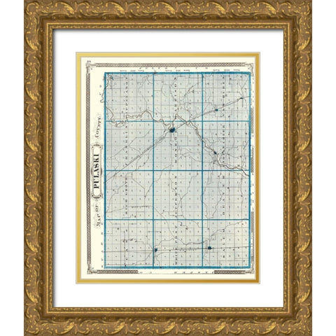 Pulaski Indiana - Baskin 1876 Gold Ornate Wood Framed Art Print with Double Matting by Baskin