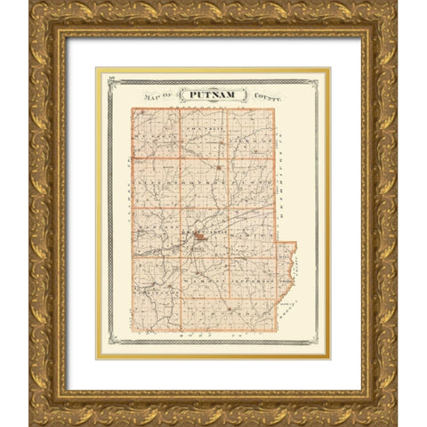 Putnam Indiana - Baskin 1876 Gold Ornate Wood Framed Art Print with Double Matting by Baskin