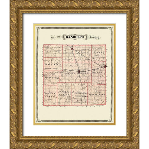 Randolph Indiana Landowner - Andreas 1876 Gold Ornate Wood Framed Art Print with Double Matting by Andreas