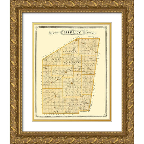 Ripley Indiana - Baskin 1876 Gold Ornate Wood Framed Art Print with Double Matting by Baskin