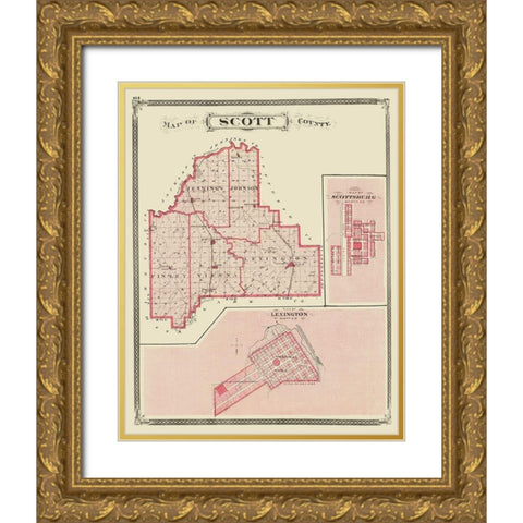 Scott Indiana - Baskin 1876 Gold Ornate Wood Framed Art Print with Double Matting by Baskin