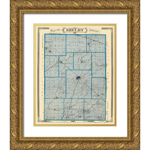 Shelby Indiana Landowner - Andreas 1876 Gold Ornate Wood Framed Art Print with Double Matting by Andreas