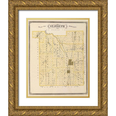 St Joseph Indiana - Andreas 1876 Gold Ornate Wood Framed Art Print with Double Matting by Andreas