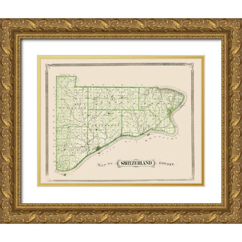 Switzerland Indiana - Andreas 1876 Gold Ornate Wood Framed Art Print with Double Matting by Andreas