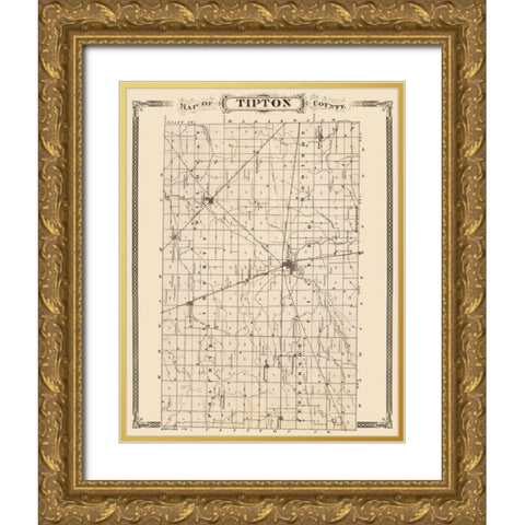 Tipton Indiana Landowner - Andreas 1876 Gold Ornate Wood Framed Art Print with Double Matting by Andreas