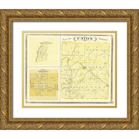 Union Indiana - Baskin 1876 Gold Ornate Wood Framed Art Print with Double Matting by Baskin