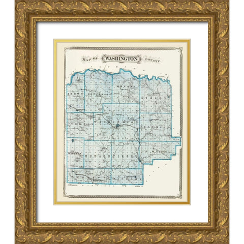 Washington Indiana - Baskin 1876 Gold Ornate Wood Framed Art Print with Double Matting by Baskin