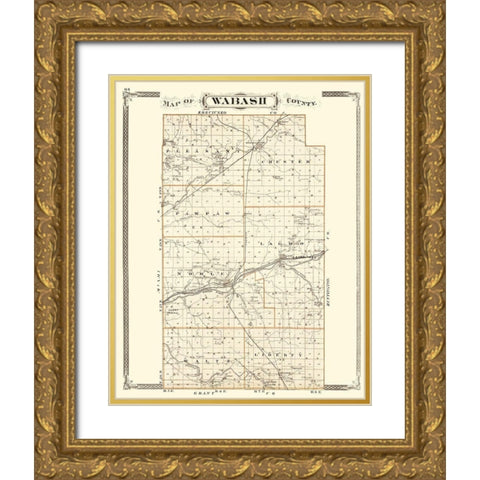 Wabash Indiana - Baskin 1876 Gold Ornate Wood Framed Art Print with Double Matting by Baskin
