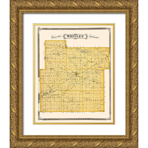 Whitley Indiana - Baskin 1876 Gold Ornate Wood Framed Art Print with Double Matting by Baskin