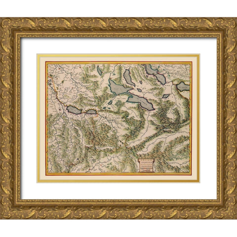 Aargau Canton Switzerland - Blaeu 1630 Gold Ornate Wood Framed Art Print with Double Matting by Blaeu