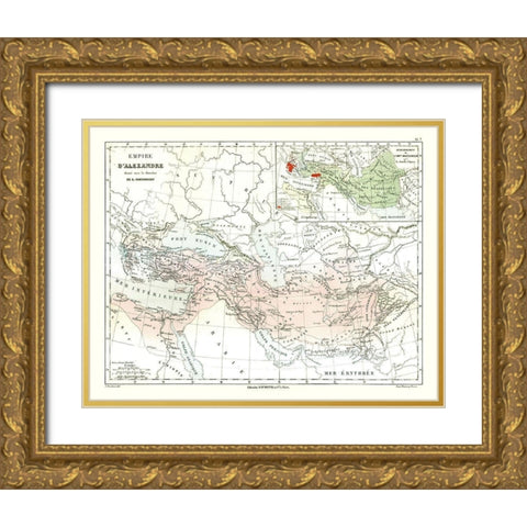 Alexanders Empire - Cortambert 1880 Gold Ornate Wood Framed Art Print with Double Matting by Cortambert