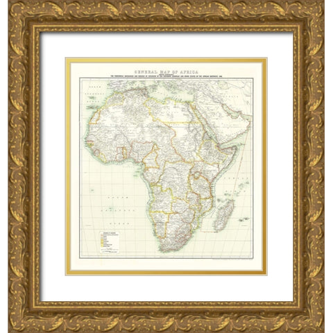 Africa - Bartholomew 1909 Gold Ornate Wood Framed Art Print with Double Matting by Bartholomew