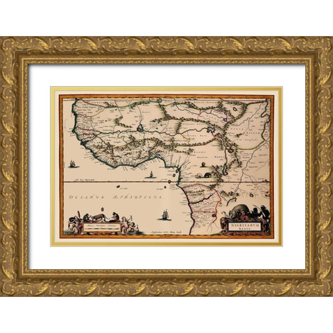 Western Africa - Dapper 1670 Gold Ornate Wood Framed Art Print with Double Matting by Dapper