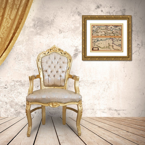 Africa Northern Coast - Blaeu 1650 Gold Ornate Wood Framed Art Print with Double Matting by Blaeu