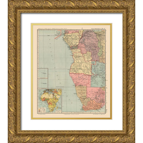 Southwestern Africa - Streit 1913 Gold Ornate Wood Framed Art Print with Double Matting by Streit