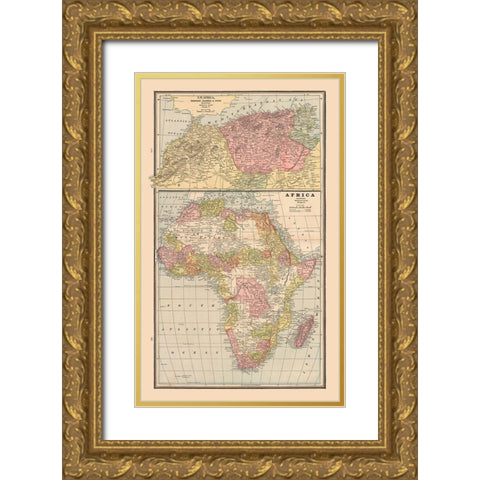 Africa North West Africa - Cram 1888 Gold Ornate Wood Framed Art Print with Double Matting by Cram