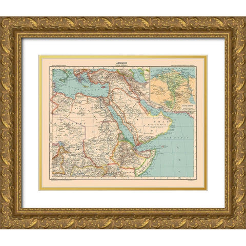 North East Africa - Schrader 1908 Gold Ornate Wood Framed Art Print with Double Matting by Schrader