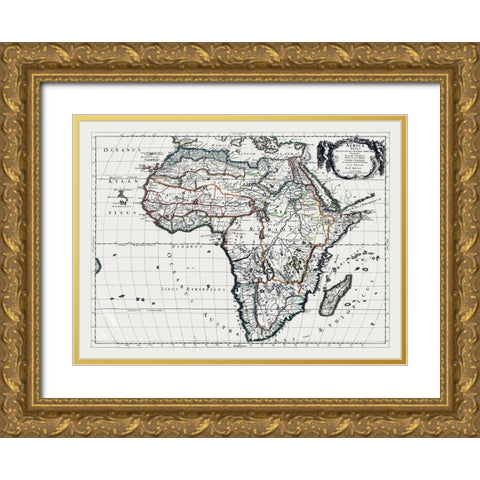 Africa - Sanson 1641 Gold Ornate Wood Framed Art Print with Double Matting by Sanson