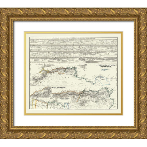 Cyrenaica Numidia Mauretania Africa - Spruner 1865 Gold Ornate Wood Framed Art Print with Double Matting by Spruner