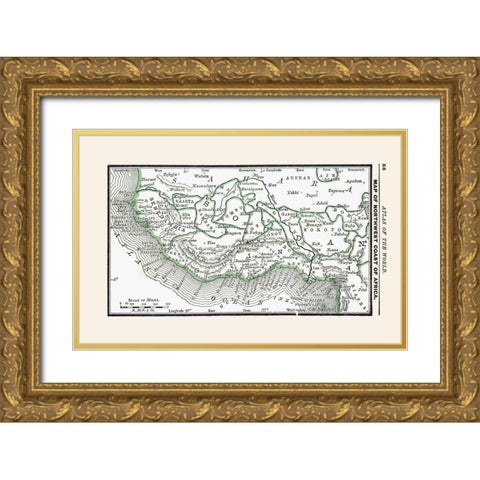 North West African Coast - Alden 1886 Gold Ornate Wood Framed Art Print with Double Matting by Alden